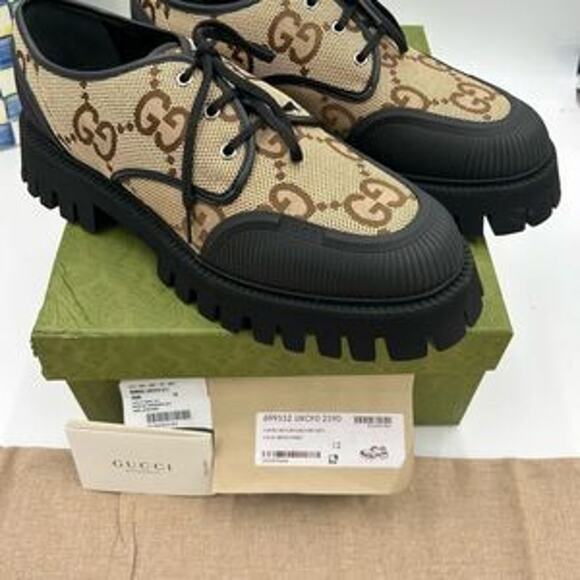 Men’s Gucci, maxi GG Supreme canvas loafers size 12 made in Italy - Picture 2 of 9